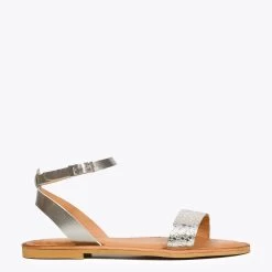 BRACELET - Sandales Plates Avec Bracelet ARGENTÈ