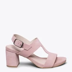 TOSCANE- Sandale En Cuir Avec Ouverture Latérale ROSE CLAIR