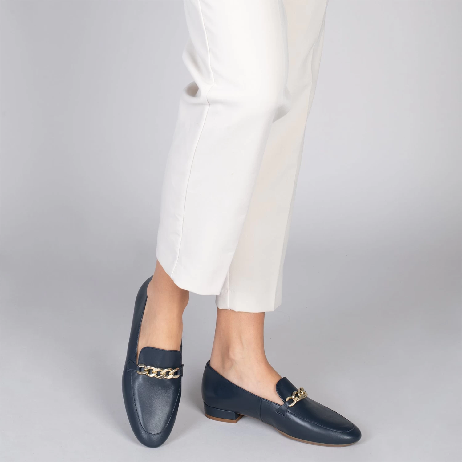 CHAIN – Mocassins En Cuir Pour Femme BLEU MARINE 8 CHAIN – Mocassins En Cuir Pour Femme BLEU MARINE – Image 6