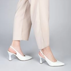 GLAM À BRIDE ARRIÈRE – Chaussures à Talon En Cuir Nappa BLANC -Vente De Chaussures BLANCO
