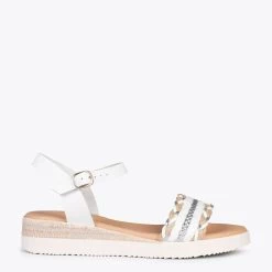 BENISSA - Sandales En Raphia BLANC