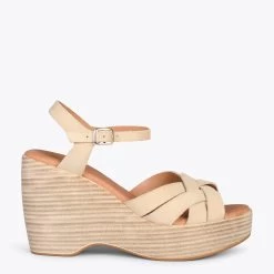 MALIBU – Sandales Compensées Imitation Bois BEIGE