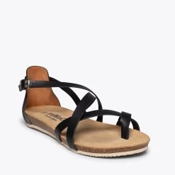 CHEMIN - Sandales Plates Pour Femme NOIR BIO 14 CHEMIN - Sandales Plates Pour Femme NOIR BIO -Vente De Chaussures DSC7157