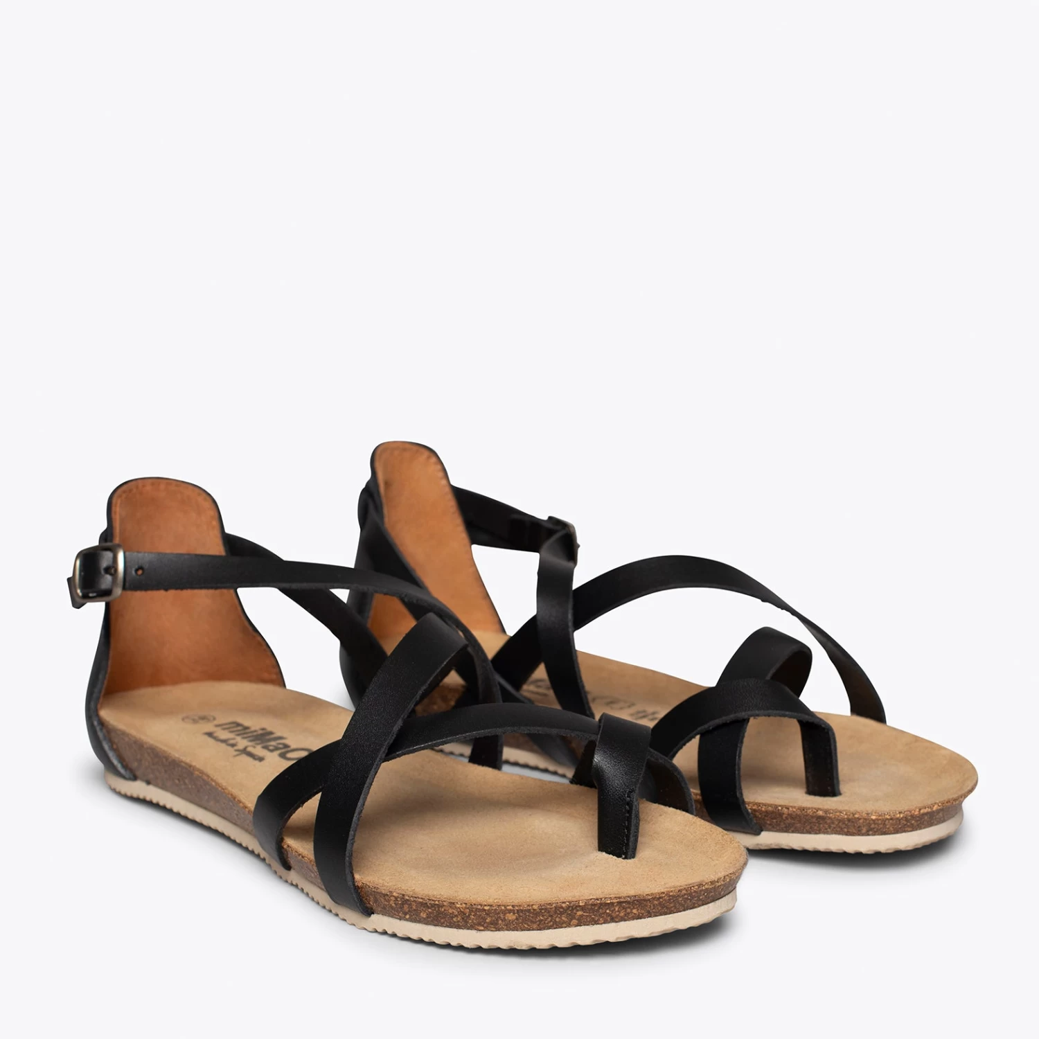 CHEMIN - Sandales Plates Pour Femme NOIR BIO 4 CHEMIN - Sandales Plates Pour Femme NOIR BIO – Image 2