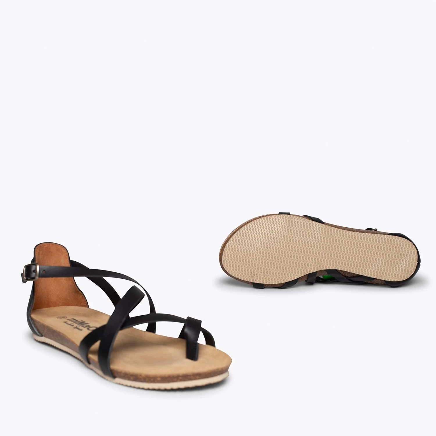 CHEMIN - Sandales Plates Pour Femme NOIR BIO 8 CHEMIN - Sandales Plates Pour Femme NOIR BIO – Image 6