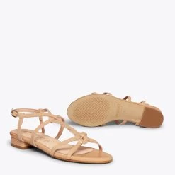 ATENAS - Sandales Plates NUDE Pour Femme -Vente De Chaussures DSC 0192
