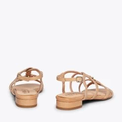 ATENAS - Sandales Plates NUDE Pour Femme -Vente De Chaussures DSC 0193
