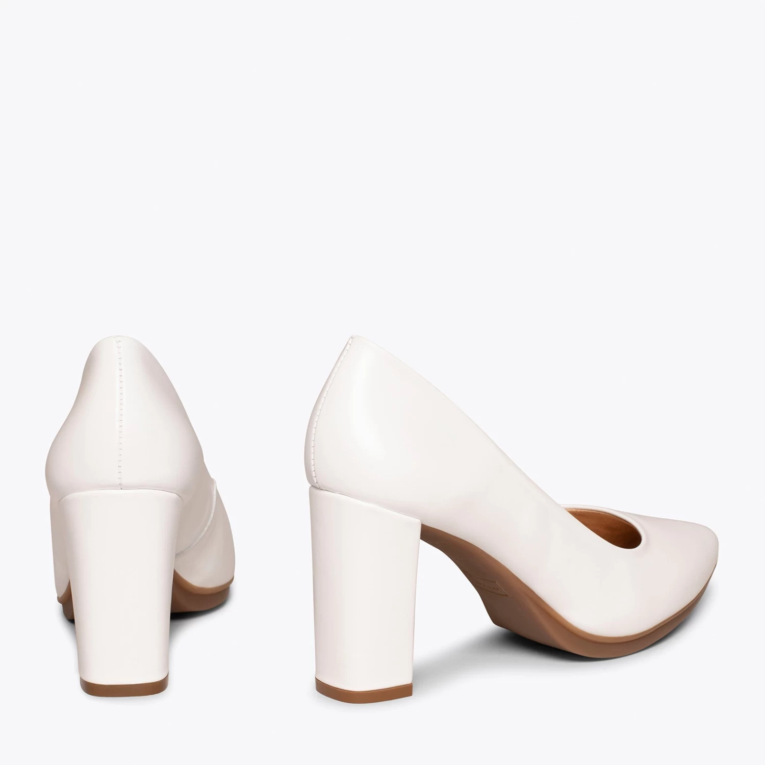 URBAN SOIRÉE - Chaussures à Talon Haut En Cuir Nappa BLANC 5 URBAN SOIRÉE - Chaussures à Talon Haut En Cuir Nappa BLANC – Image 3