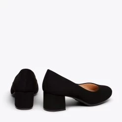 URBAN ROND – Chaussures à Talon Bas En Daim NOIR -Vente De Chaussures DSC 0727 9fb61250 335e 467d b2ba b4082e5b5030