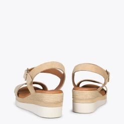 CACTUS – Sandales Confortables Compensées SABLE 10 CACTUS – Sandales Confortables Compensées SABLE -Vente De Chaussures DSC 0991