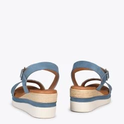 CACTUS – Sandales Confortables Compensées BLEU 10 CACTUS – Sandales Confortables Compensées BLEU -Vente De Chaussures DSC 1001