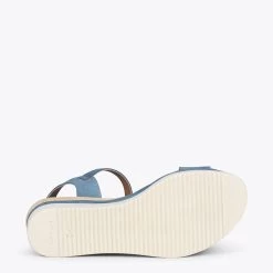 CACTUS – Sandales Confortables Compensées BLEU 12 CACTUS – Sandales Confortables Compensées BLEU -Vente De Chaussures DSC 1003