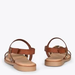 ASTER - Sandales Plates Avec Boucle CAMEL -Vente De Chaussures DSC 1110 826f4ef9 09f4 4d45 a8d7 fbc34b8606be