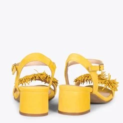 ZINNIA – Sandales De Soirée Décorées De Fleurs JAUNE -Vente De Chaussures DSC 1827