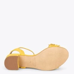 ZINNIA – Sandales De Soirée Décorées De Fleurs JAUNE -Vente De Chaussures DSC 1828