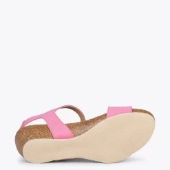 OAK – Sandales Compensées Bio En Nubuck ROSE -Vente De Chaussures DSC 2019
