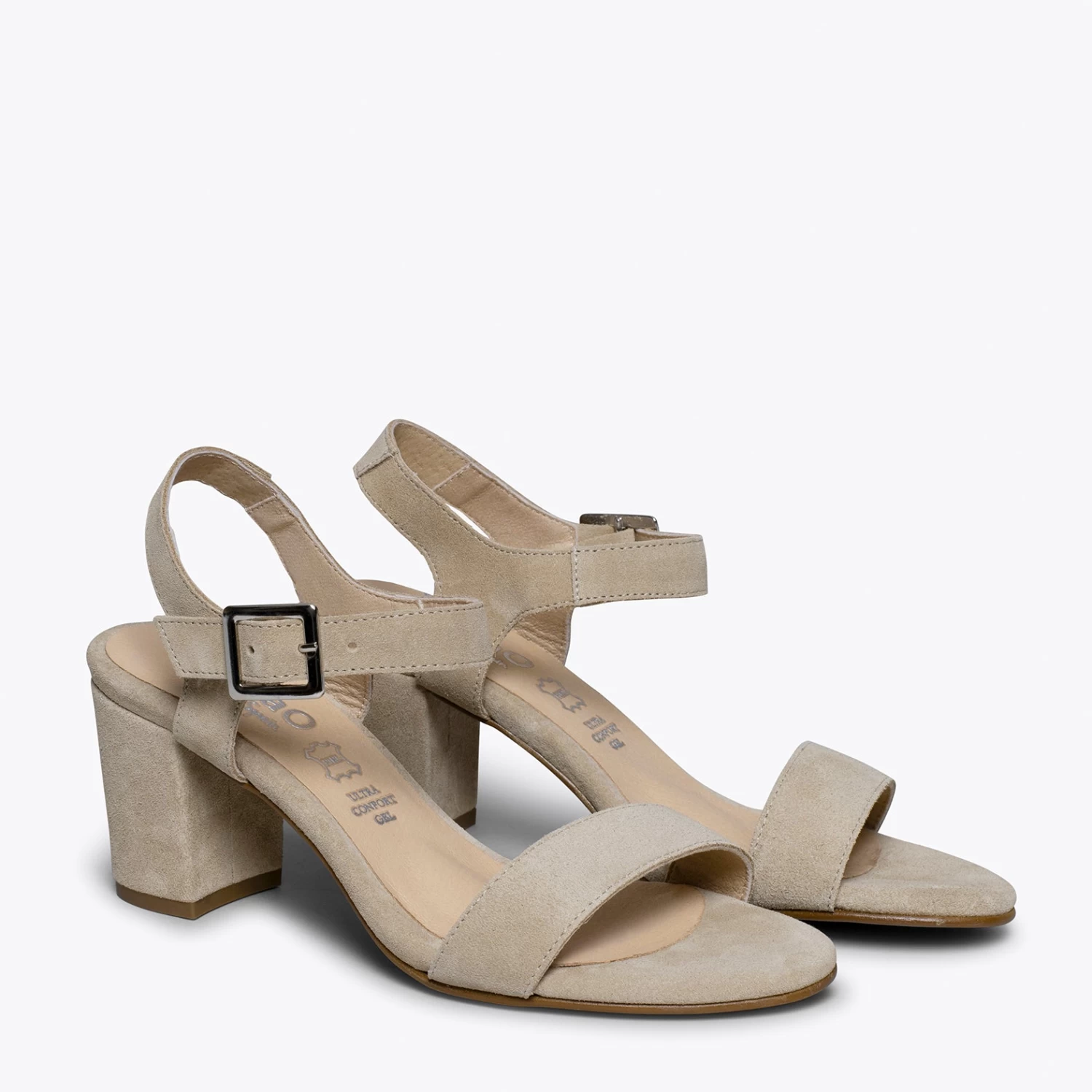CASUAL - Sandales Pour Femme TAUPE à Talon 4 CASUAL - Sandales Pour Femme TAUPE à Talon – Image 2