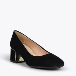 FEMME – Chaussures à Talon Bas Et Bout Carré En Daim NOIR 12 FEMME – Chaussures à Talon Bas Et Bout Carré En Daim NOIR -Vente De Chaussures DSC 5115