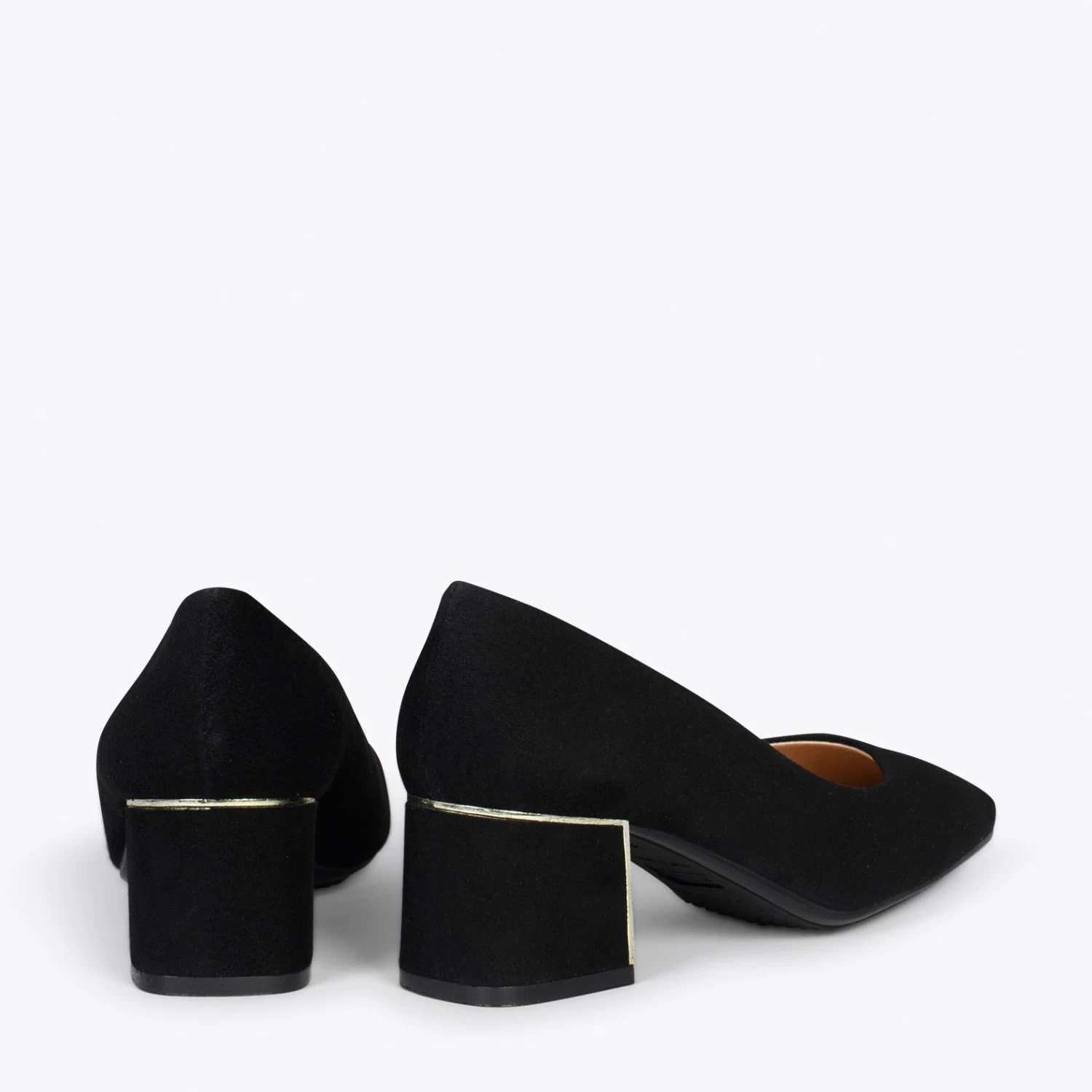 FEMME – Chaussures à Talon Bas Et Bout Carré En Daim NOIR 5 FEMME – Chaussures à Talon Bas Et Bout Carré En Daim NOIR – Image 3