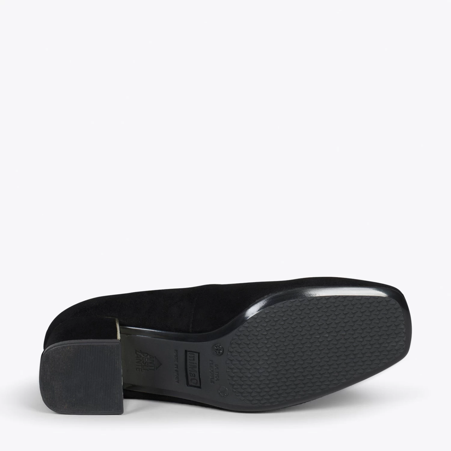 FEMME – Chaussures à Talon Bas Et Bout Carré En Daim NOIR 7 FEMME – Chaussures à Talon Bas Et Bout Carré En Daim NOIR – Image 5