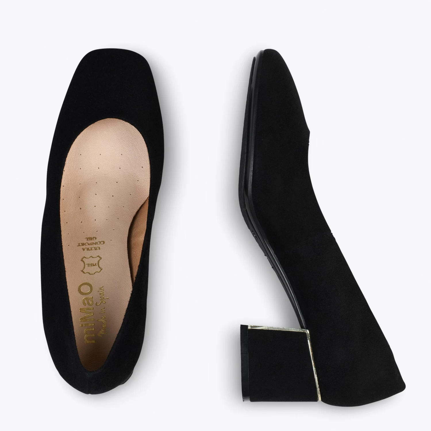 FEMME – Chaussures à Talon Bas Et Bout Carré En Daim NOIR 4 FEMME – Chaussures à Talon Bas Et Bout Carré En Daim NOIR – Image 2