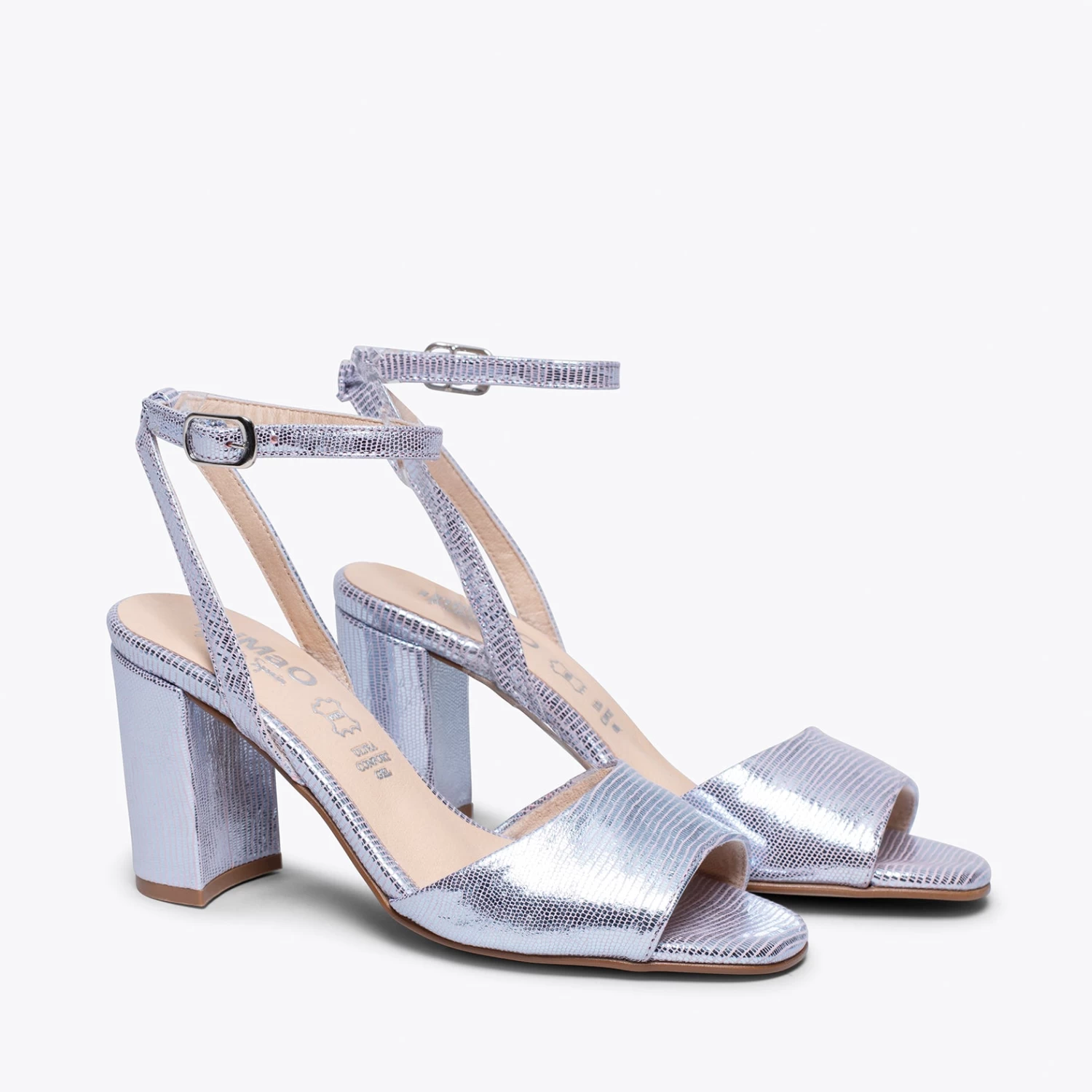 LUNE- Sandale Métallisée MAUVE à Talon 4 LUNE- Sandale Métallisée MAUVE à Talon – Image 2
