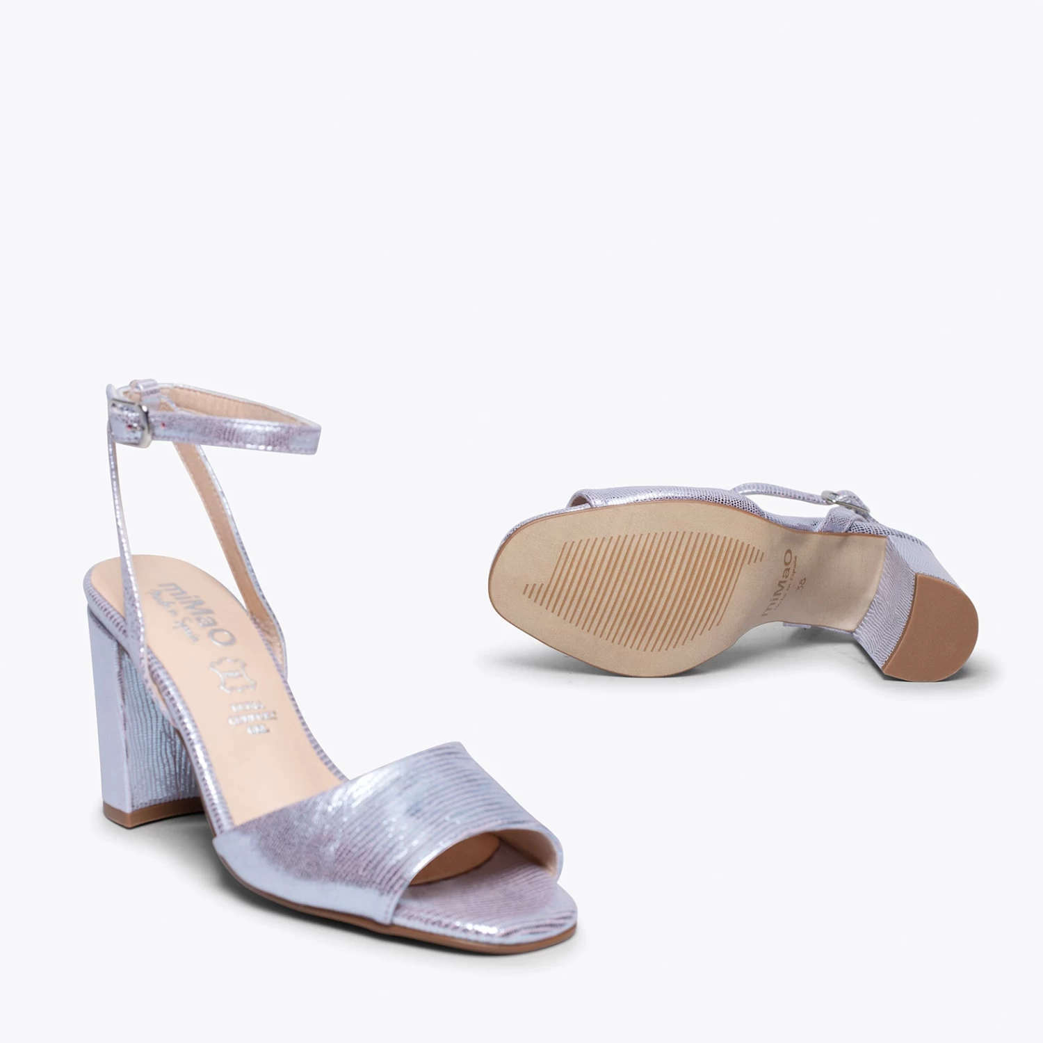 LUNE- Sandale Métallisée MAUVE à Talon 7 LUNE- Sandale Métallisée MAUVE à Talon – Image 5