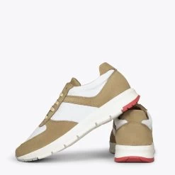 BERLIN - Tennis Pour Homme Casual BEIGE -Vente De Chaussures DSC 5630