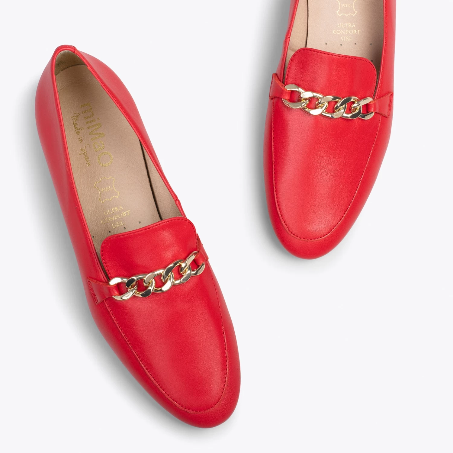 CHAIN – Mocassins En Cuir Pour Femme ROUGE 4 CHAIN – Mocassins En Cuir Pour Femme ROUGE – Image 2