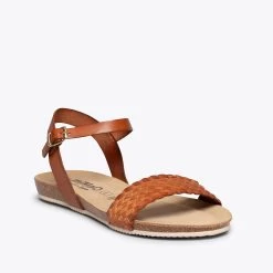 AIRE - Sandales Plates CAMEL à Bride Tressée -Vente De Chaussures DSC 9251