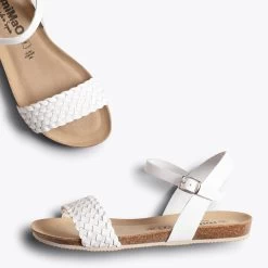 AIRE - Sandales Plates BLANC à Bride Tressée -Vente De Chaussures DSC 9255