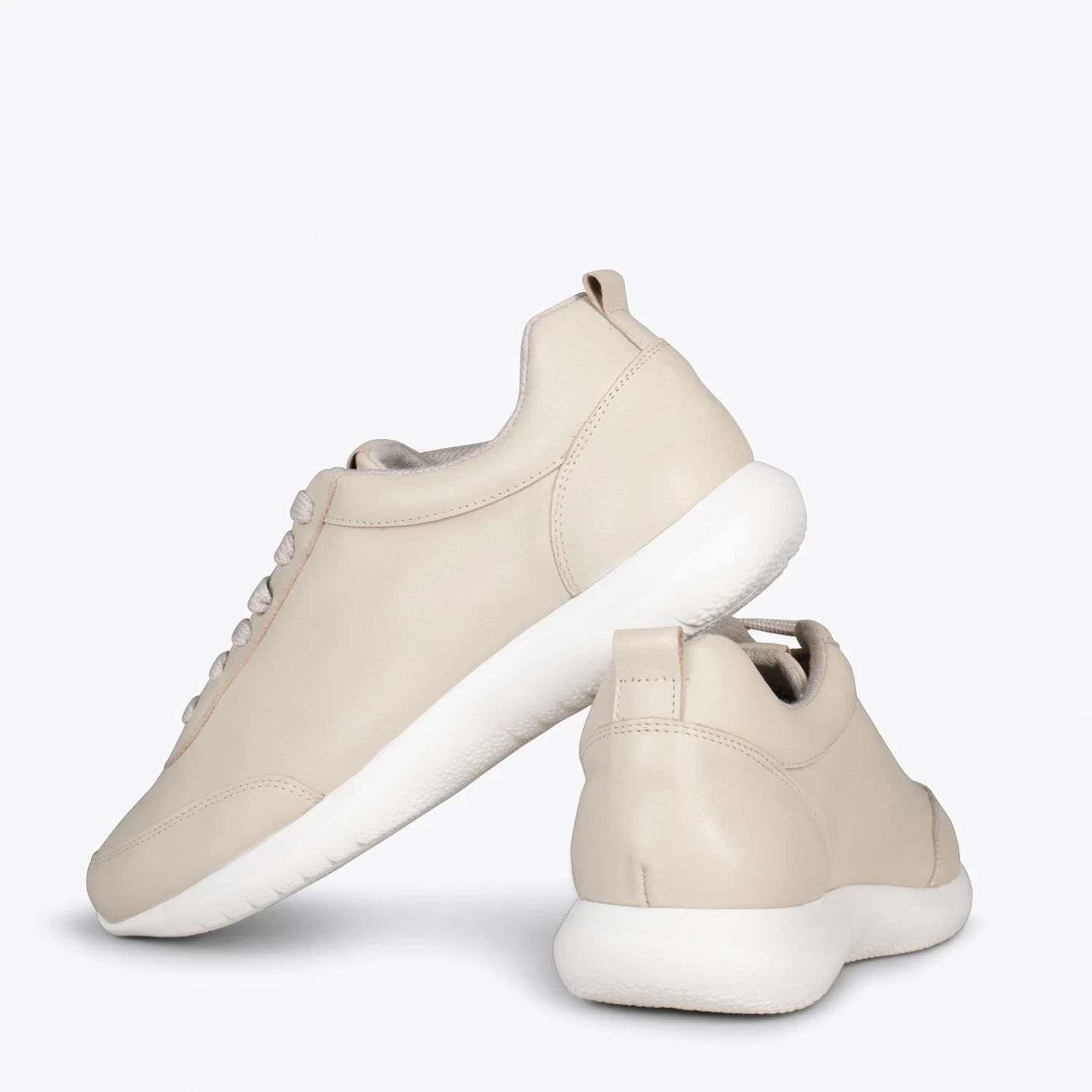 MIAMI – Baskets En Cuir Nappa à Lacets BEIGE 5 MIAMI – Baskets En Cuir Nappa à Lacets BEIGE – Image 3