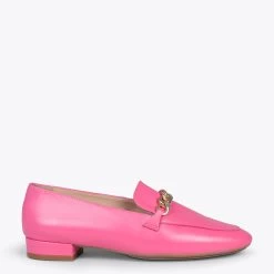 CHAIN – Mocassins En Cuir Pour Femme FUCHSIA