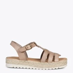 MIJAS – Sandales à Plateforme En Jute TAUPE