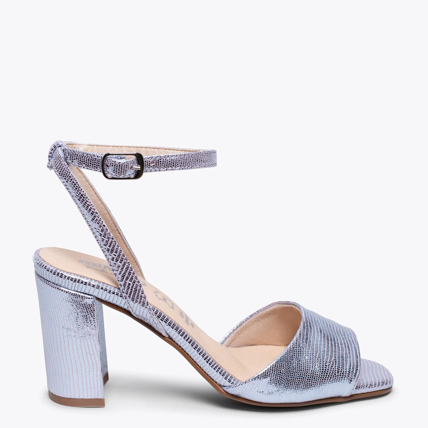 LUNE- Sandale Métallisée MAUVE à Talon 3 LUNE- Sandale Métallisée MAUVE à Talon