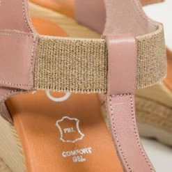 ELASTIC - Sandale Compensée Avec Scratch Et élastique ROSE -Vente De Chaussures MG 0317 2