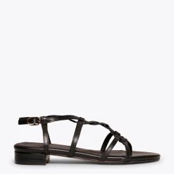 ATENAS - Sandales Plates NOIR Pour Femme