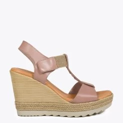 ELASTIC - Sandale Compensée Avec Scratch Et élastique ROSE