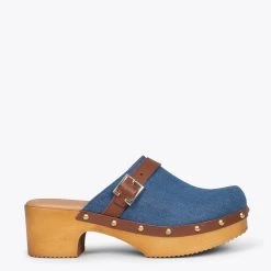 NIZA - Sabots Avec Talon Et Plateforme DENIM