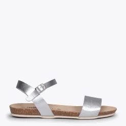 MIMOSA - Sandales Plates ARGENTÉ BIO