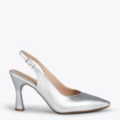 GLAM À BRIDE ARRIÈRE – Chaussures à Talon En Cuir Nappa ARGENTÉ