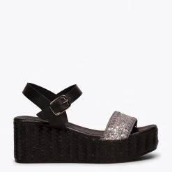 SHINE- Sandales ARGENTÉS à Plateforme Avec Glitter