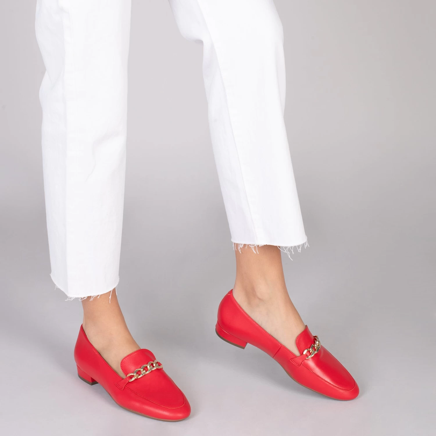 CHAIN – Mocassins En Cuir Pour Femme ROUGE 8 CHAIN – Mocassins En Cuir Pour Femme ROUGE – Image 6