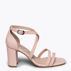 STYLE - Sandale Habillée ROSE Avec Lanières