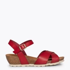 LOTO - Sandales Compensées Bio ROUGE