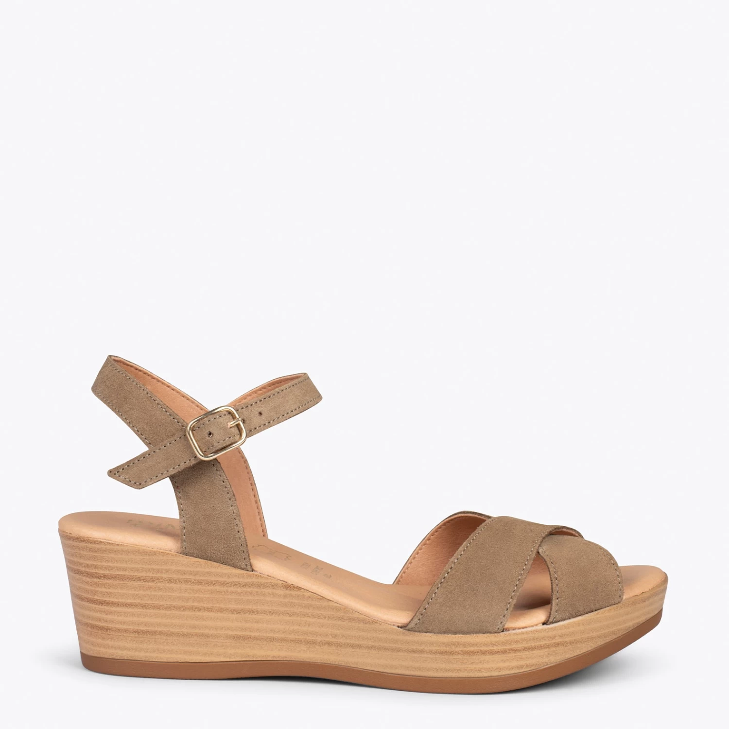 MAR – Sandales Compensées Légères à Lanières Croisées TAUPE 3 MAR – Sandales Compensées Légères à Lanières Croisées TAUPE