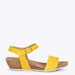 OAK – Sandales Compensées Bio En Nubuck JAUNE