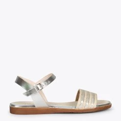 CERES - Sandales Plates Métallisées ARGENTÉ