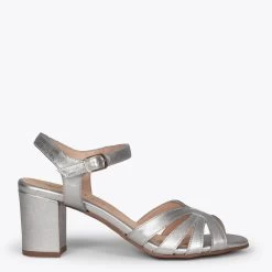 MUSA - Sandales ARGENTÉ à Talon Large